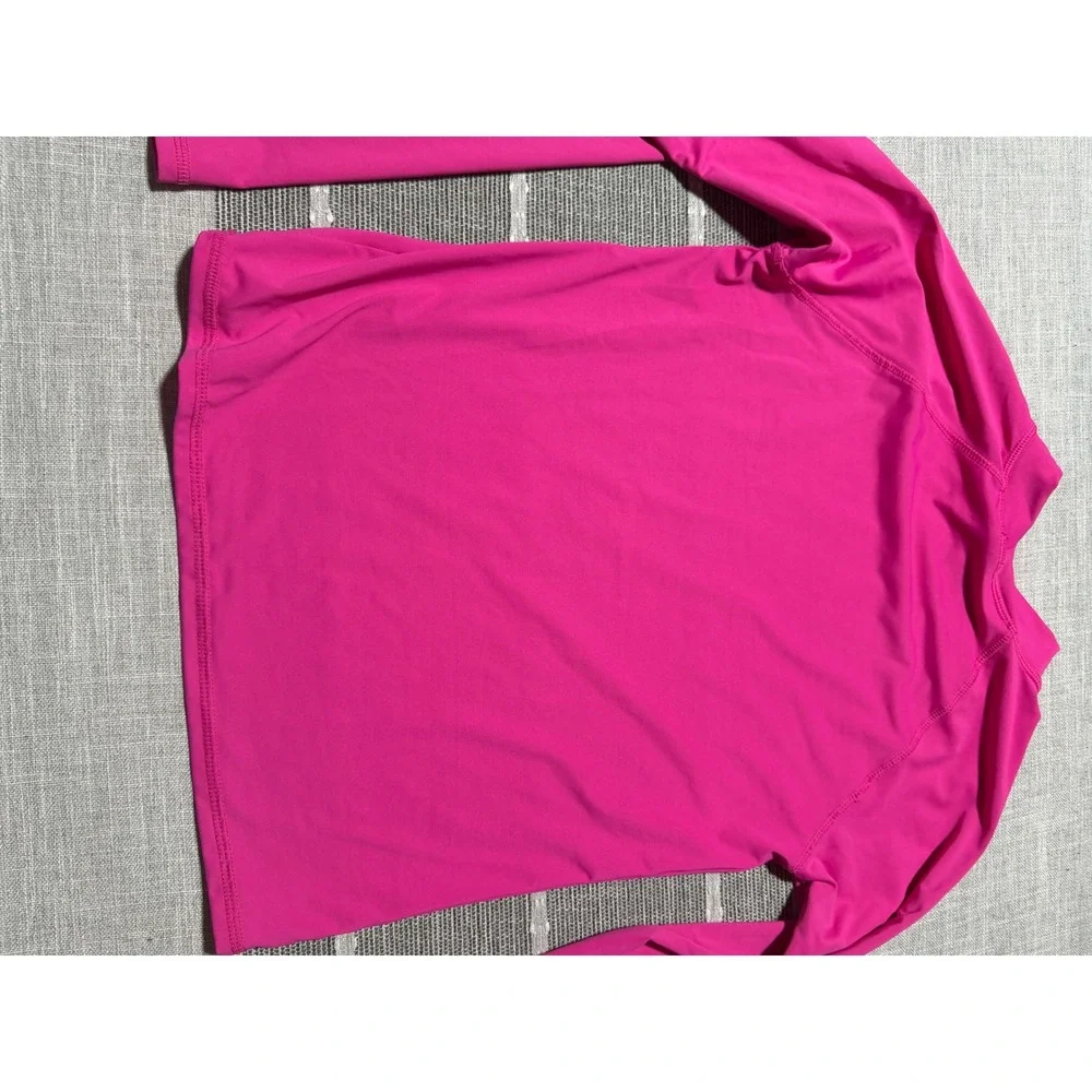 Lands End Kids Pink Long Sleeve Rash Guard Swim Shirt‎ L 10-12 Sun Protection